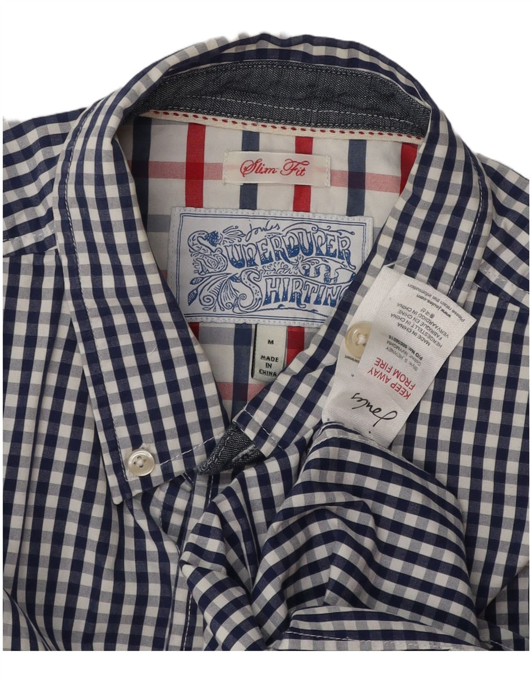 Joules Slim-Fit-Hemd für Herren aus mittelblauer Gingham-Baumwolle in Marineblau