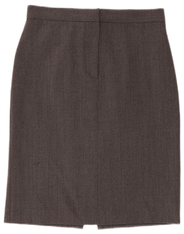 Emporio Armani Damen Bleistiftrock IT 42 Medium W28 Grau Polyester