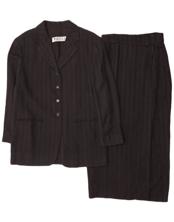 Marella Damen 4-Knopf-2-teiliges Rockset UK 10 Small W26 Schwarz gestreift