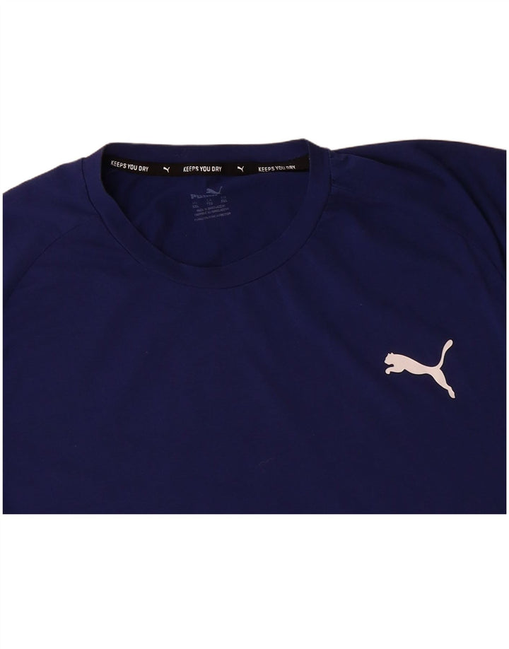 PUMA Mens T-Shirt Top 2XL Navy Blue Cotton