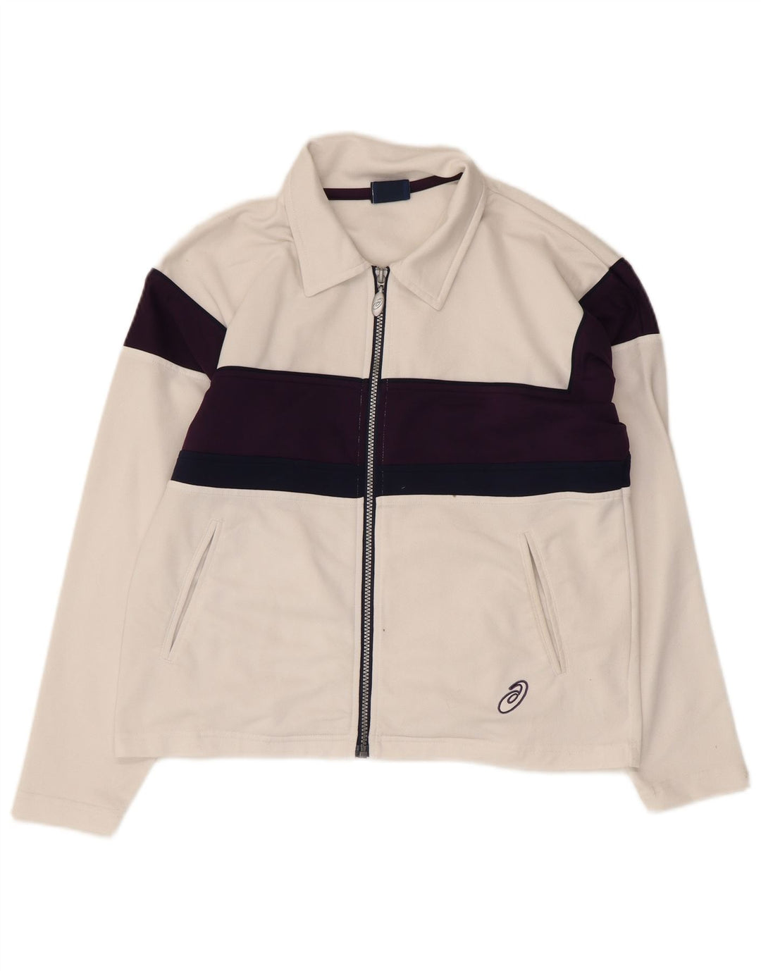 Asics Damen-Trainingsanzug-Oberteil in Übergröße, Gr. 10, Größe S, Weiß, Farbblock