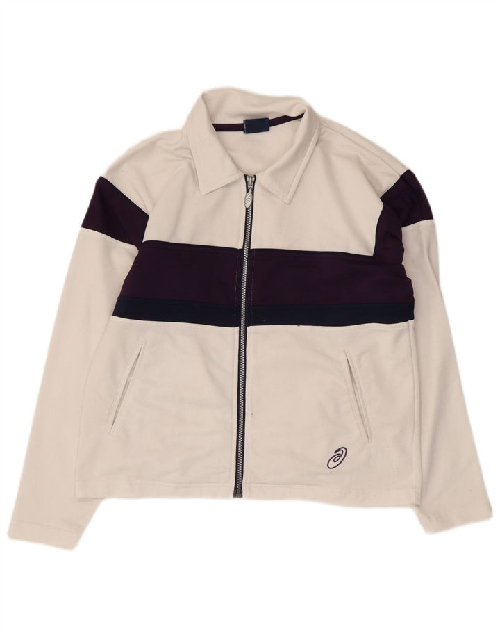 Asics Damen-Trainingsanzug-Oberteil in Übergröße, Gr. 10, Größe S, Weiß, Farbblock