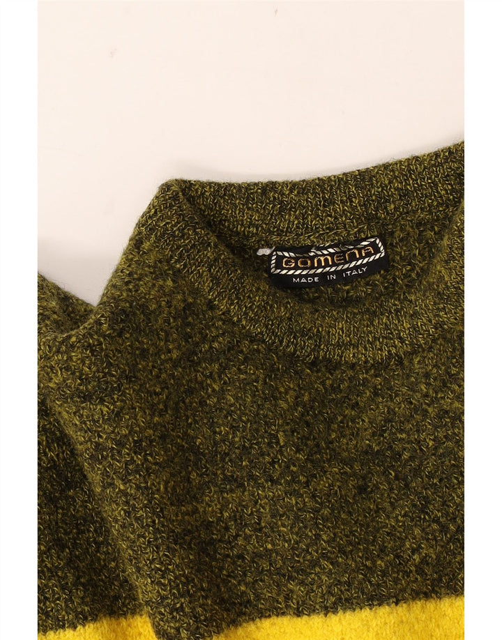 Gomena Herren-Pullover mit grafischem Rundhalsausschnitt, Mittelgrün, Farbblock
