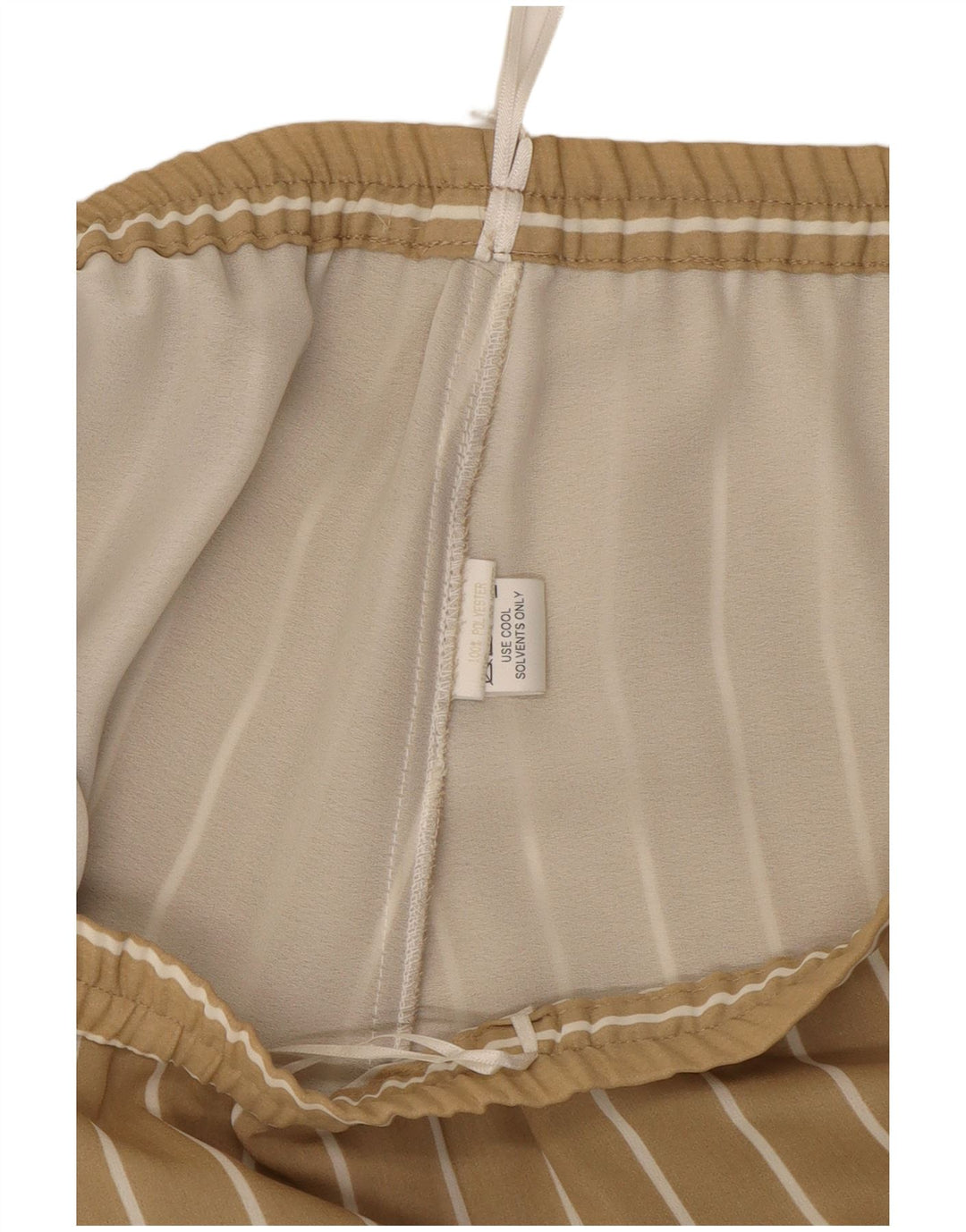 VINTAGE Damen-Freizeithose mit weitem Bein W32 L31 Beige Nadelstreifen-Polyester