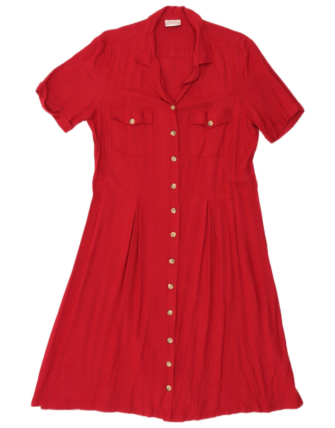 H&M Damen-Hemdkleid mit kurzen Ärmeln IT 42 Medium Red Rayon