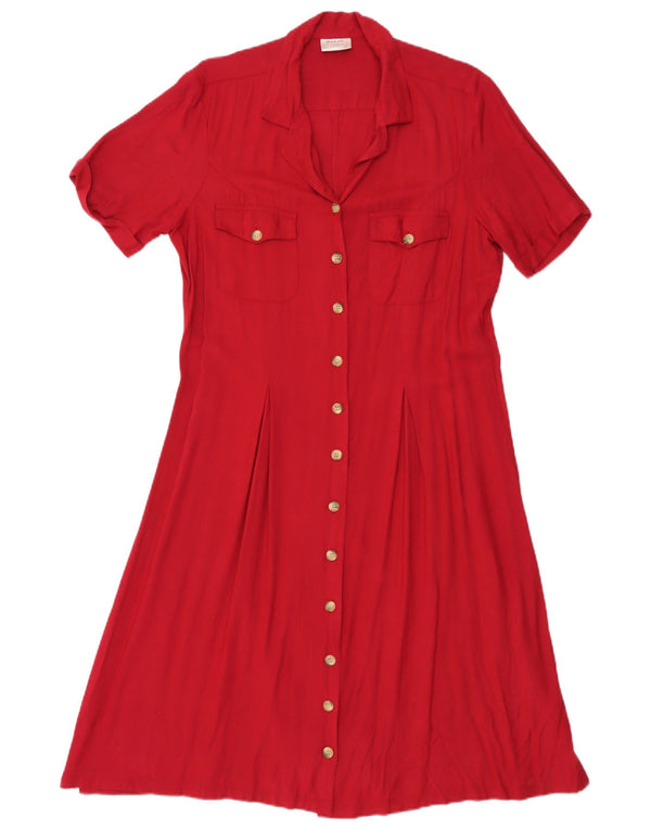 H&M Damen-Hemdkleid mit kurzen Ärmeln IT 42 Medium Red Rayon