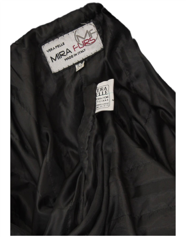 MIRA FURS Herren Militärlederjacke IT 52 XL Schwarzes Leder