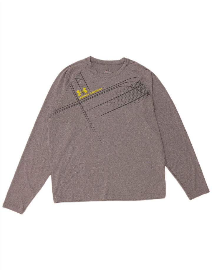 UNDER ARMOUR Herren Heat Gear Graphic Top Langarm Large Grau Polyester