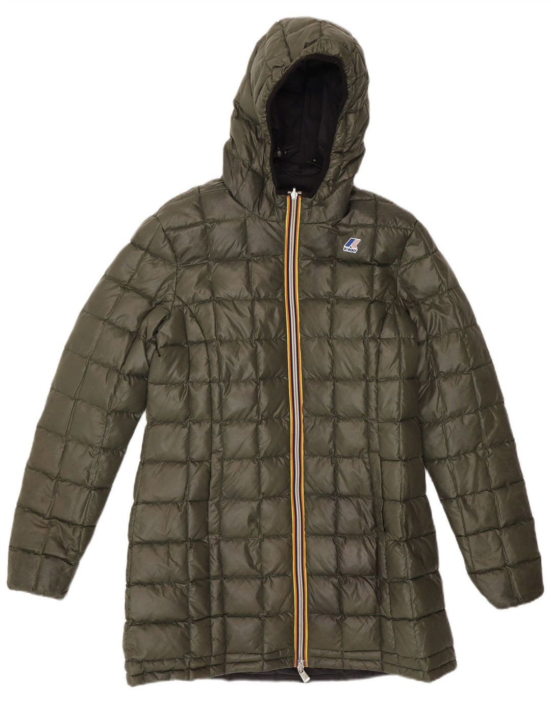 K-Way Damen Kapuzen-Wendemantel mit Wattierung, US 6, Mittel, Schwarz, Farbblock