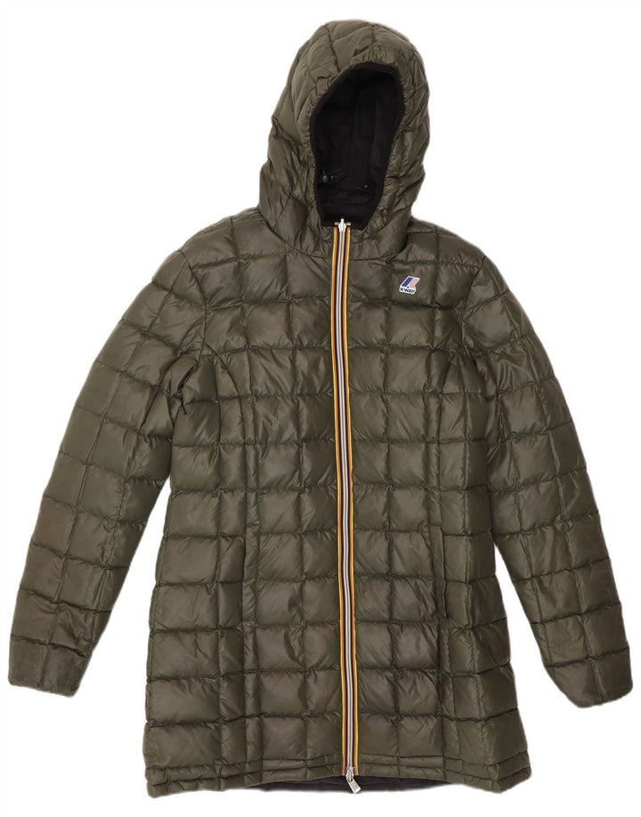 K-Way Damen Kapuzen-Wendemantel mit Wattierung, US 6, Mittel, Schwarz, Farbblock