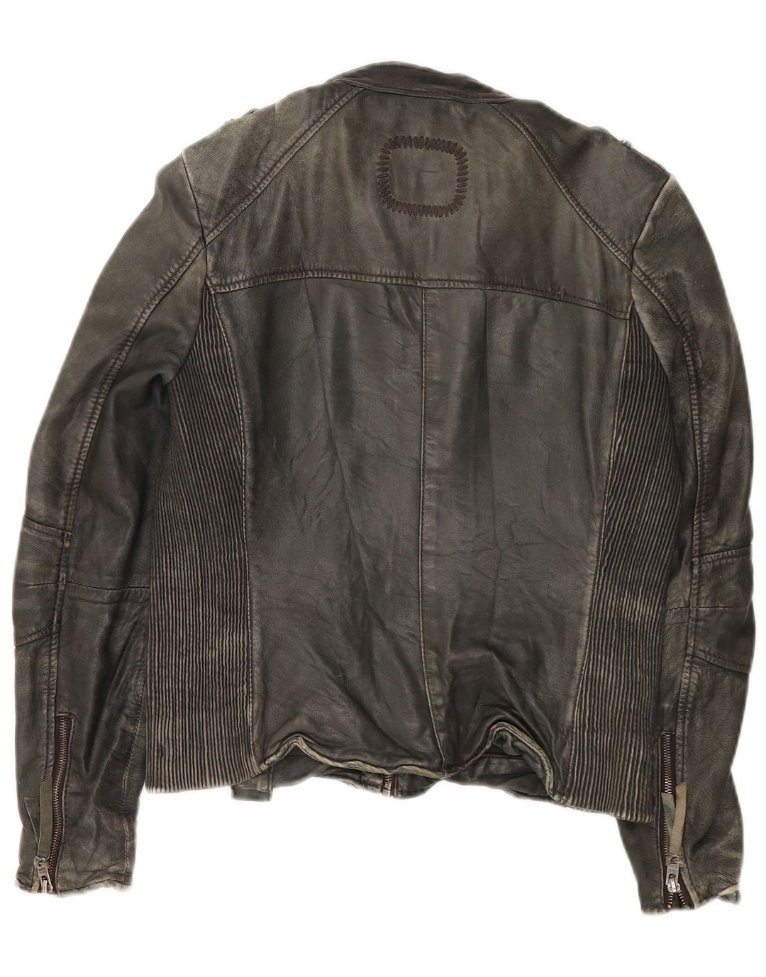 Tigha Damen Leder Racer Jacke UK 16 Large Khaki