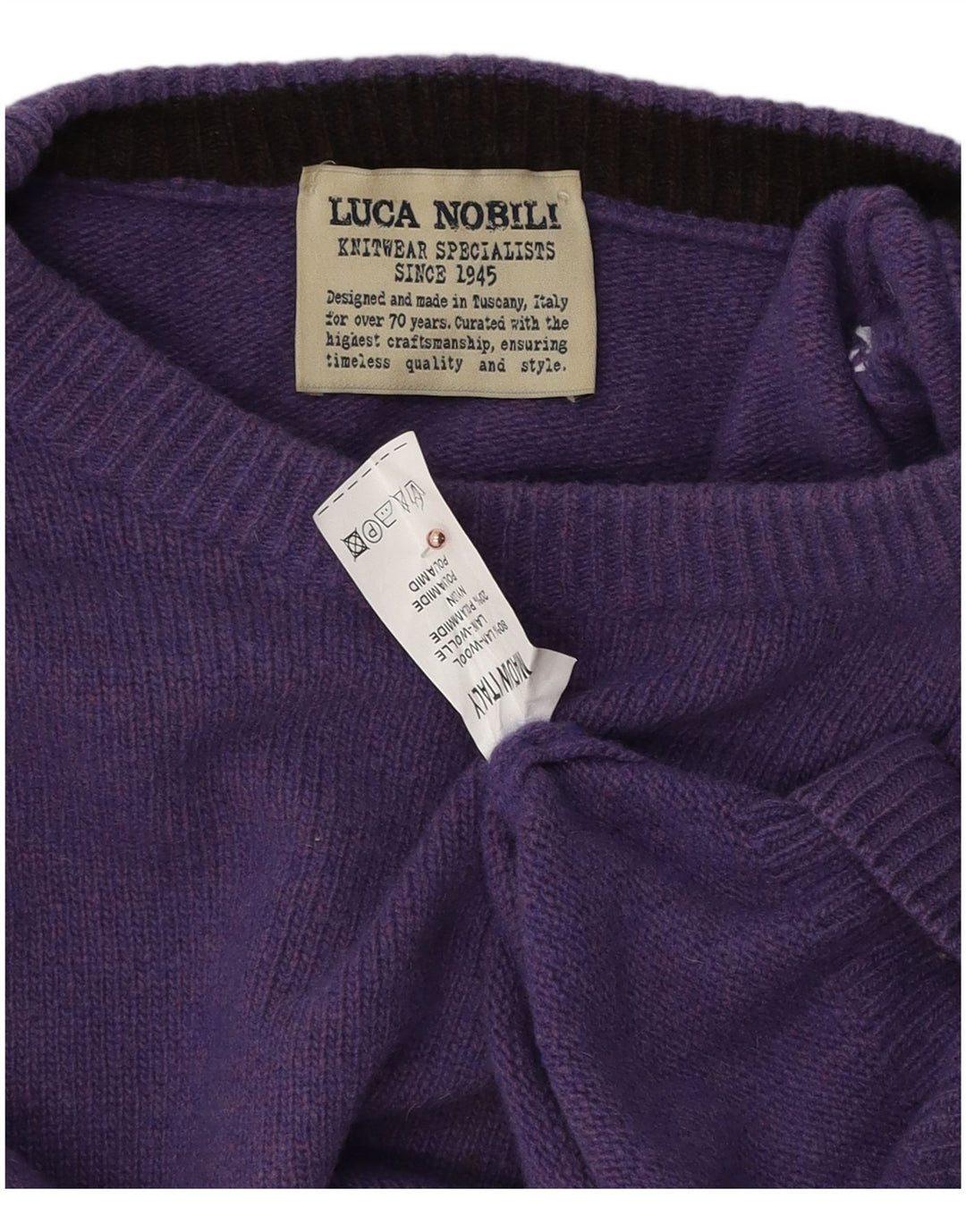 Luca Nobili Herren-Pullover mit U-Boot-Ausschnitt, mittelviolette Wolle