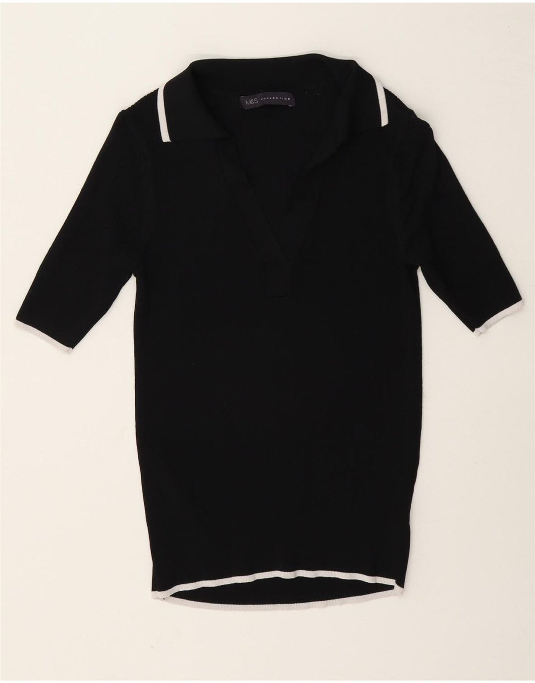 Marks & Spencer Damen Poloshirt UK 8 Small Schwarze Viskose
