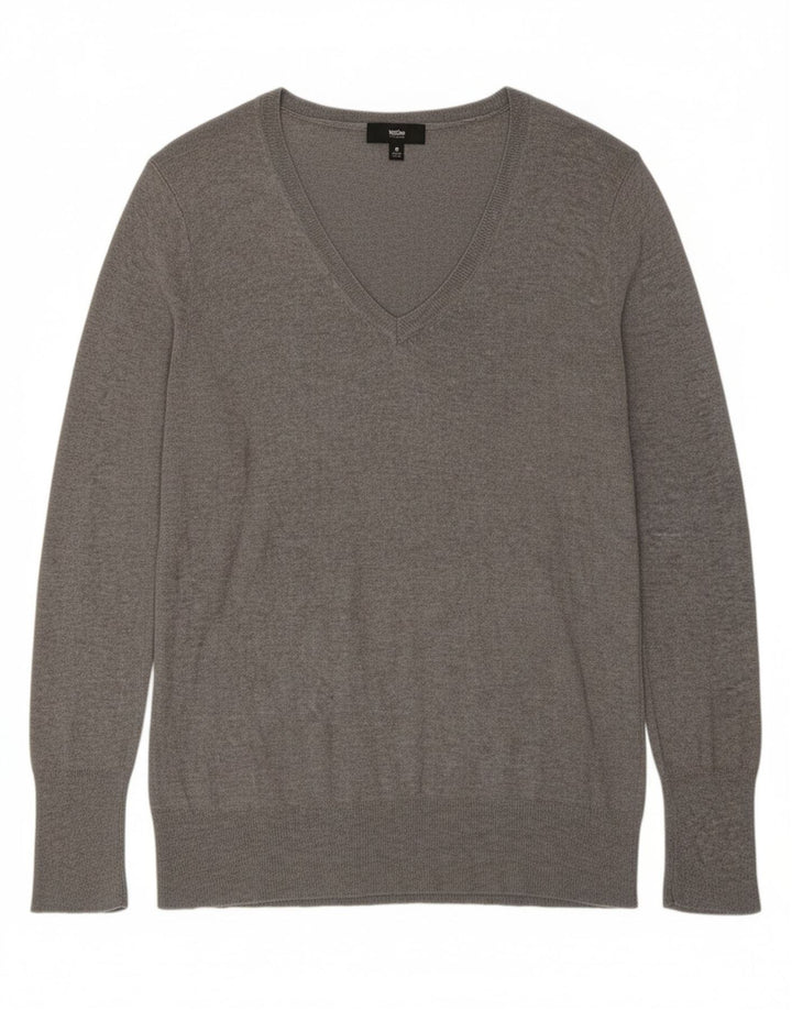MOSSIMO Womens Oversized V-Neck Jumper Sweater US 2 XS Grey Nylon
