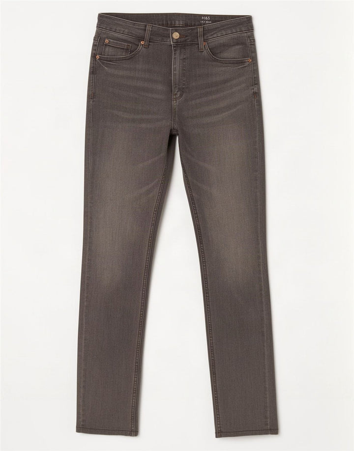 Marks & Spencer Damen Lily Slim Jeans UK 12 Medium W30 L29 Grau Baumwolle
