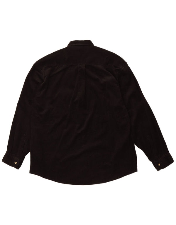 VINTAGE Herren Cordhemd 2XL Schwarz Baumwolle