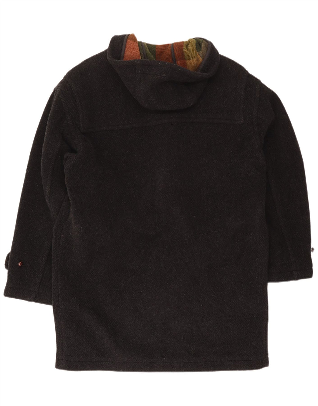 Brooksfield Herren-Dufflecoat mit Kapuze IT 48 Mittelschwarzes Fischgrätenmuster