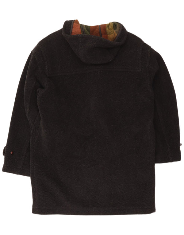 Brooksfield Herren-Dufflecoat mit Kapuze IT 48 Mittelschwarzes Fischgrätenmuster