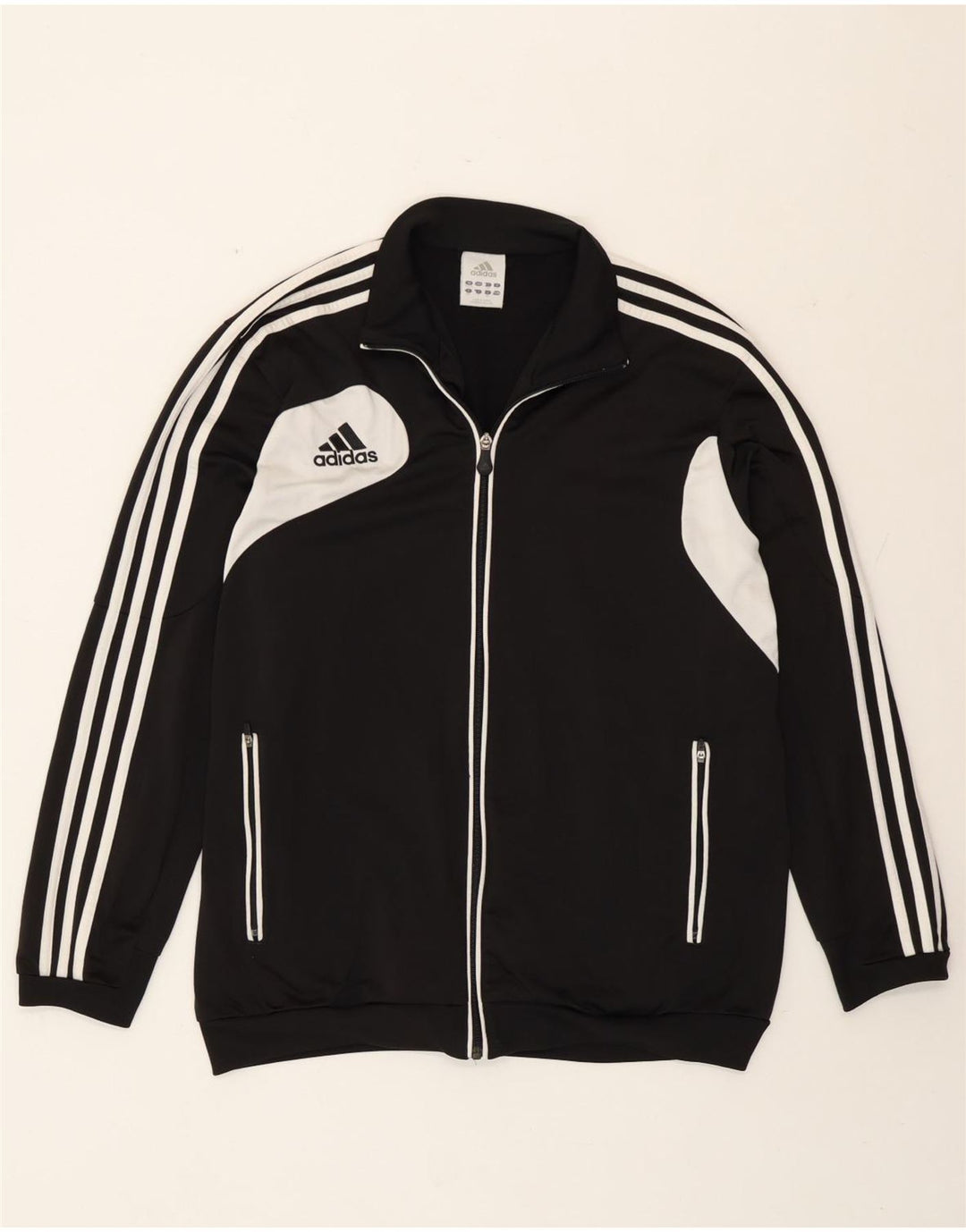 Adidas Herren-Trainingsanzugoberteil, UK-Größe 42/44, großes schwarzes Colourblock-Polyester