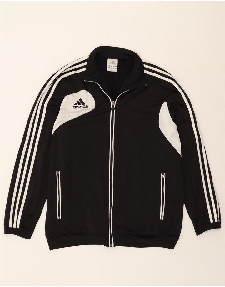 Adidas Herren-Trainingsanzugoberteil, UK-Größe 42/44, großes schwarzes Colourblock-Polyester