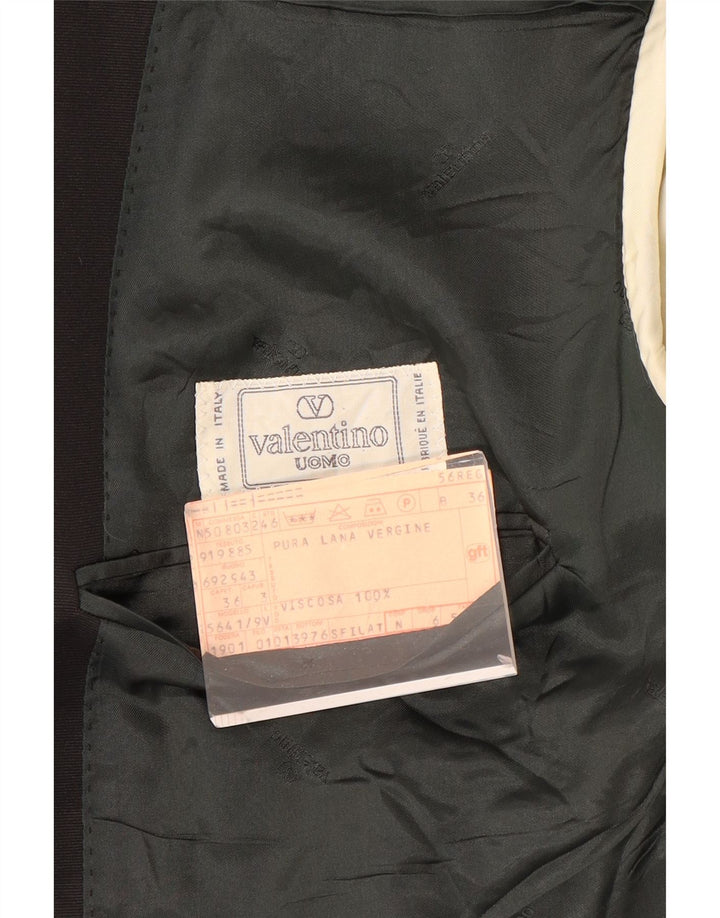 Valentino Herren 1-Knopf-Blazerjacke IT 56 3XL Schwarz gestreifte Wolle