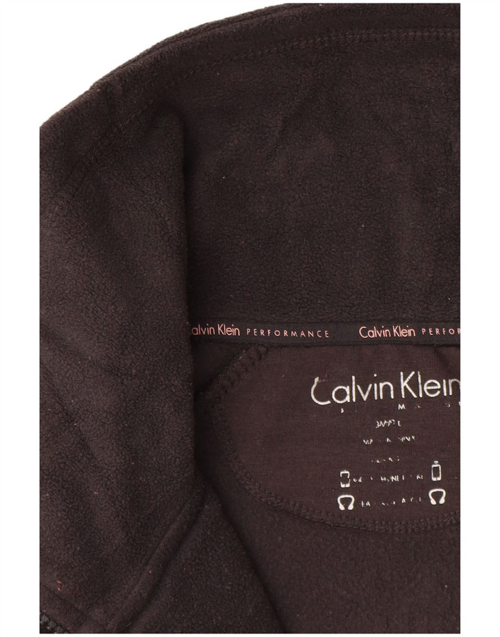 CALVIN KLEIN JEANS Damen Fleecejacke mit Grafik, UK 12, Mittelgrau