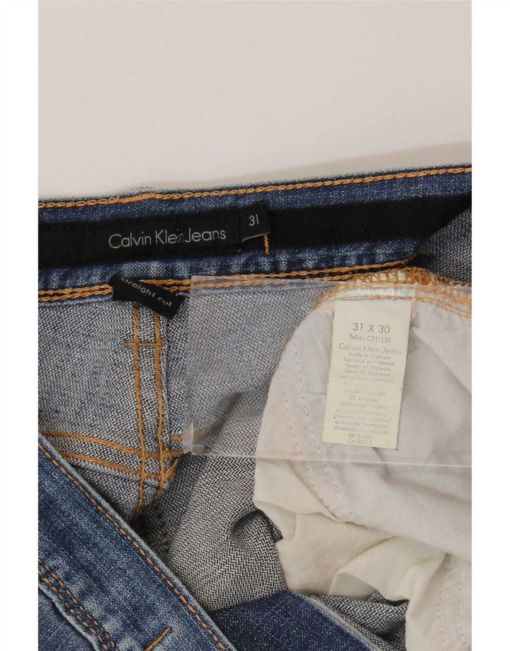 Calvin Klein Herren Straight Jeans W31 L30 Blaue Baumwolle