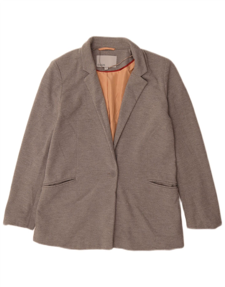 Oasis Damen-Blazer mit lockerer Passform, 1 Knopf, Gr. 10, Größe S, Grau, Polyester