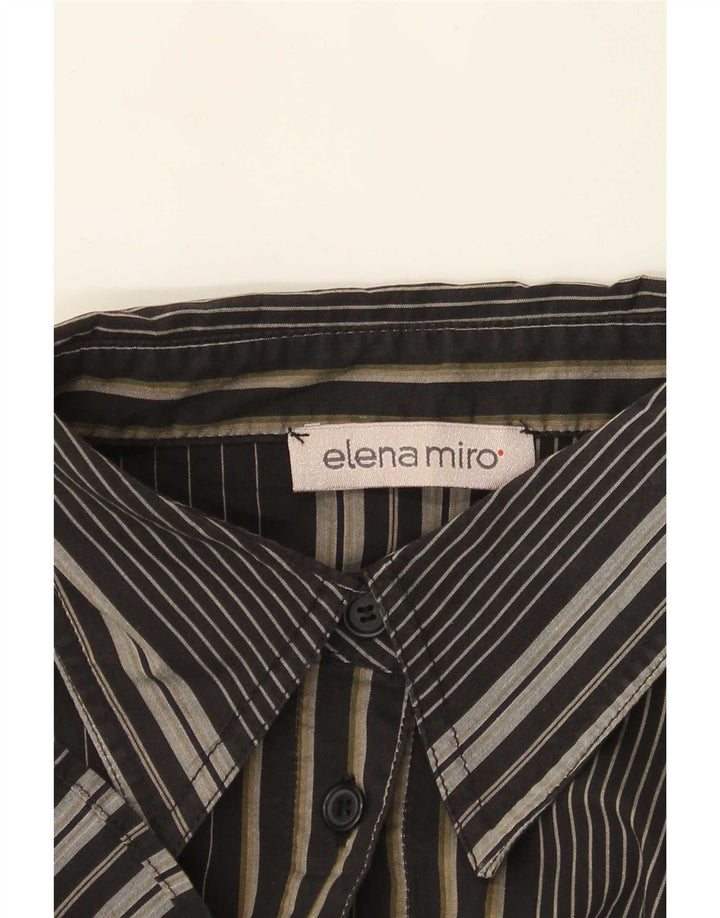 ELENA MIRO Damen Übergroßes Hemd UK 18 XL Schwarz gestreift