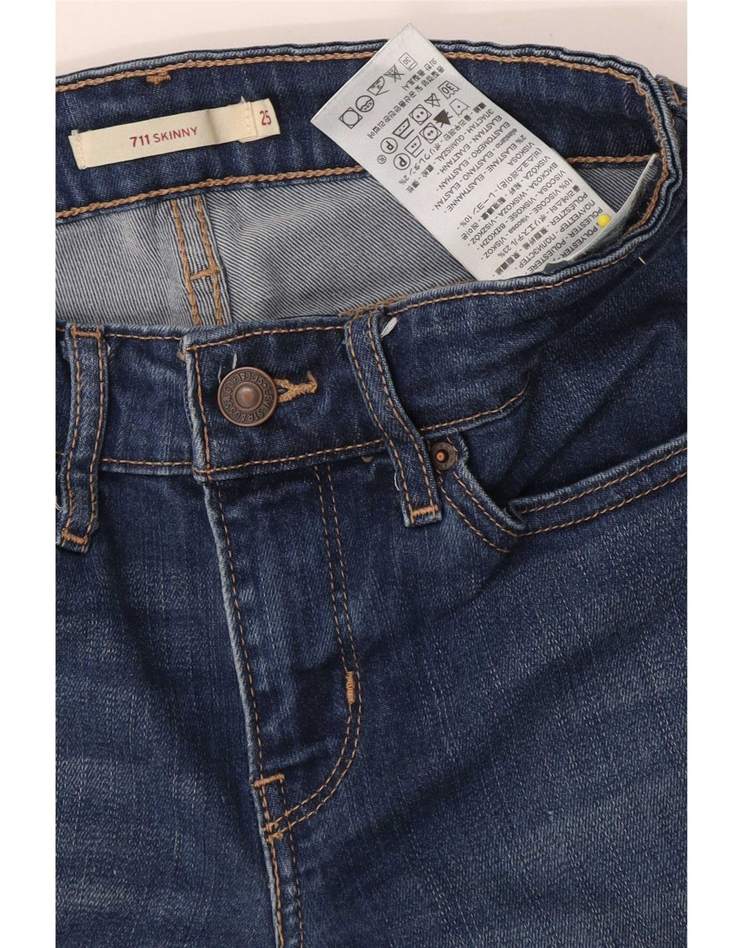 Levi's Damen 711 Skinny Jeans W25 L26 Blaues Polyester