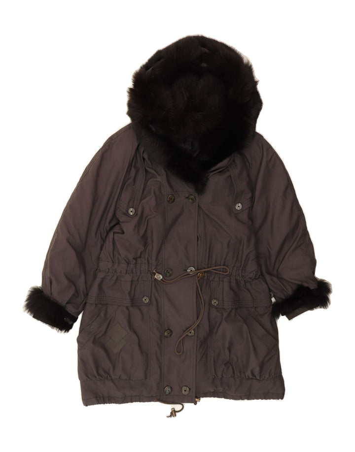 MADELEINE Womens Hooded Windbreaker Coat UK 20 2XL Grey Polyester Vintage Madeleine and Second-Hand Madeleine from Messina Hembry 
