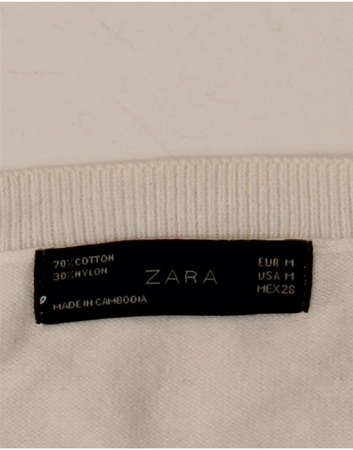 Zara Damen Weste Tank Top UK 12 Mittelweiße Baumwolle