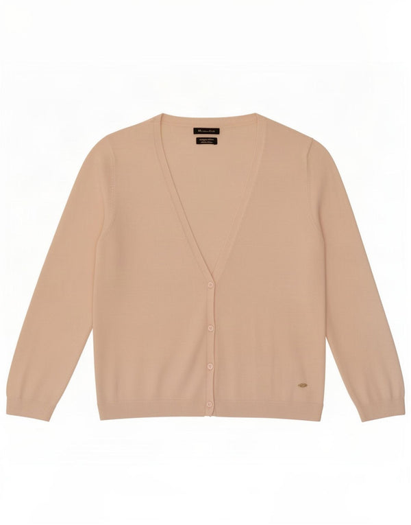 Massimo Dutti Womens 3/4 Sleeve Cardigan Sweater UK 10 Small Pink Cotton