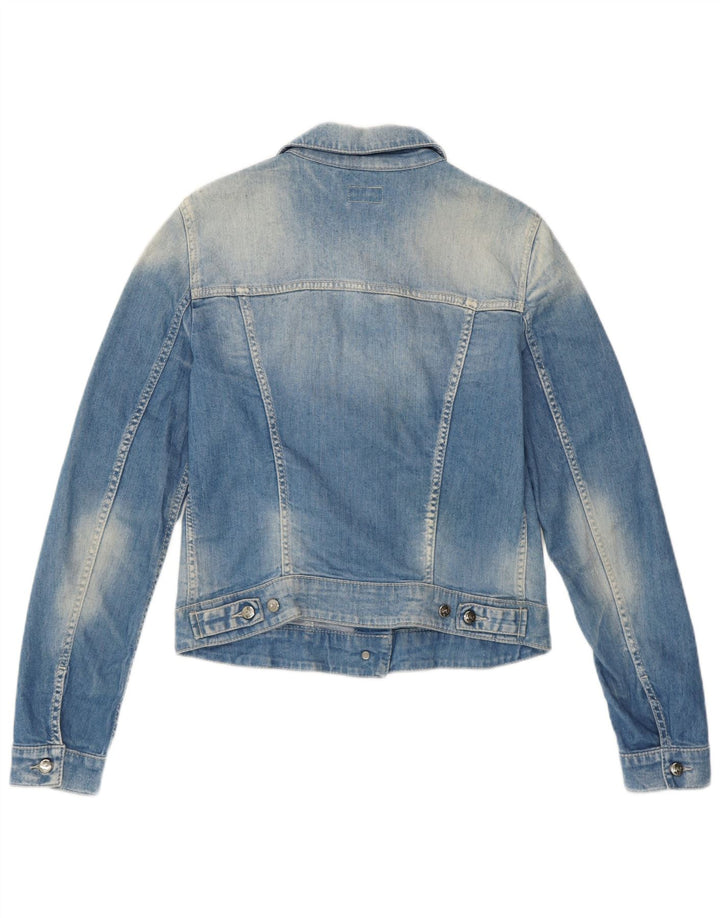 GAS Damen Crop Denim Jacke UK 10 Small Blaue Baumwolle