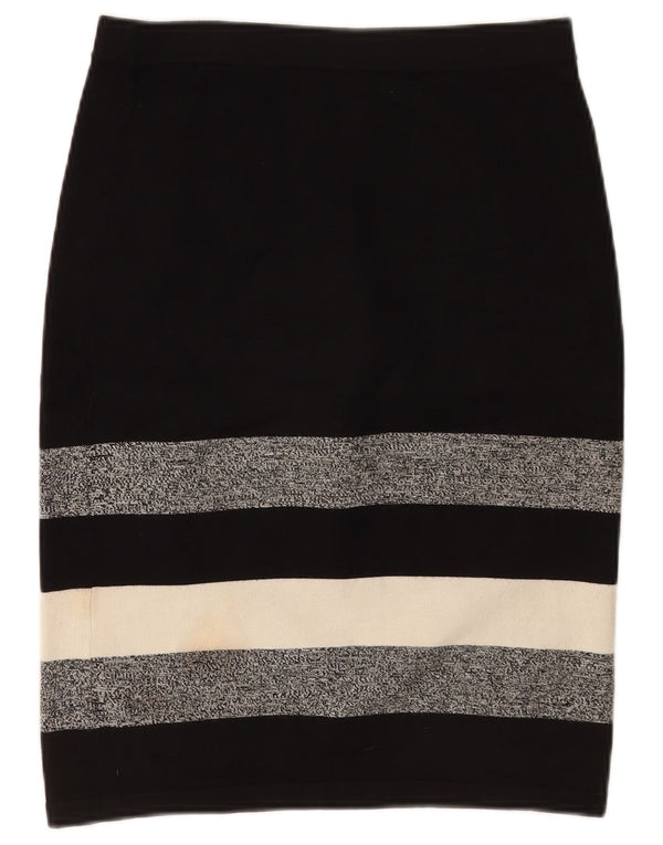 Phase Eight Damen-Strick-Bleistiftrock UK 12 Medium W28 Schwarz gestreifte Viskose