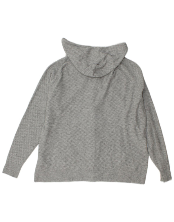 Marks & Spencer Damen-Strick-Kapuzenpullover mit Reißverschluss, UK 14, mittelgraue Viskose
