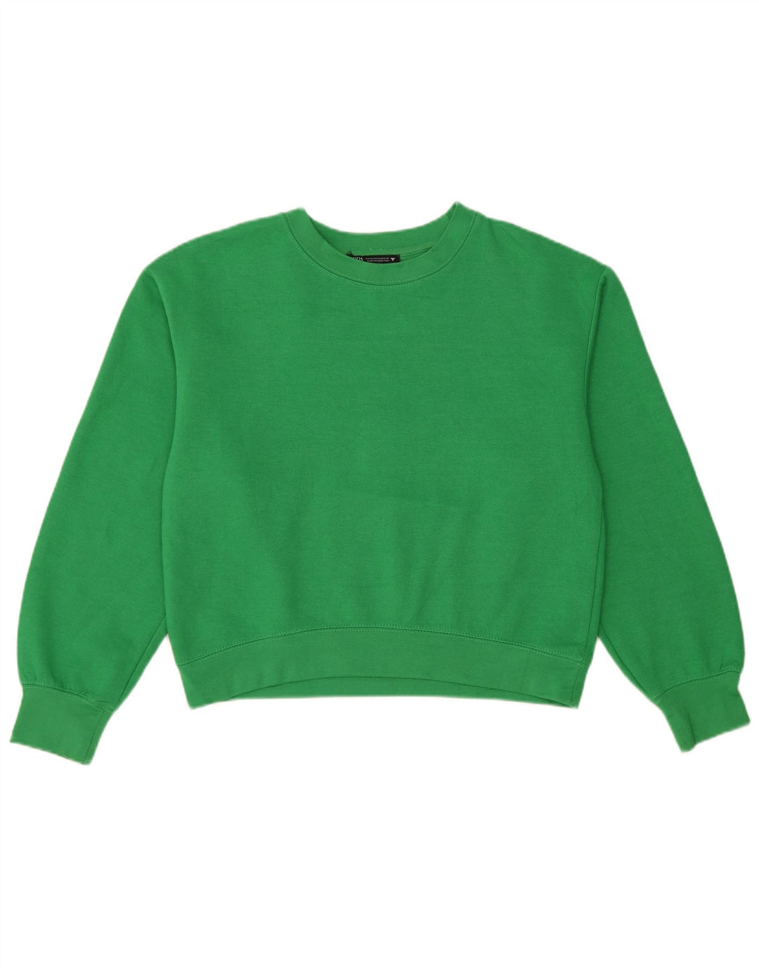 Zara Damen Sweatshirt-Pullover UK 14 Mittelgrünes Polyester