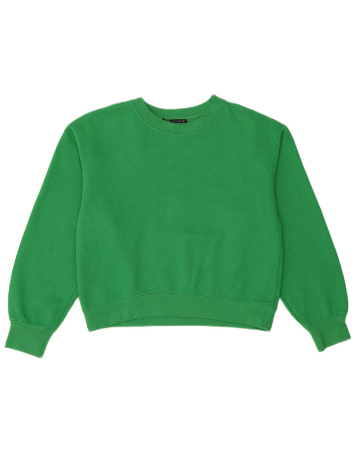 Zara Damen Sweatshirt-Pullover UK 14 Mittelgrünes Polyester