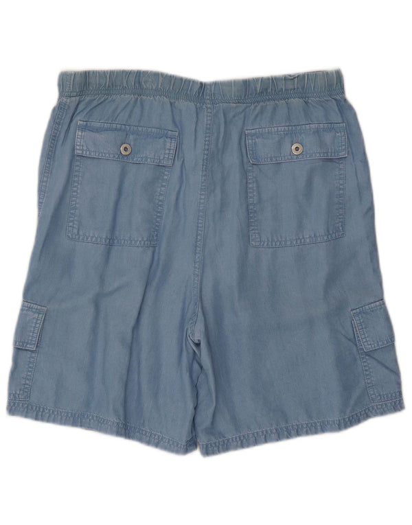 Marks & Spencer Damen-Cargoshorts mit hoher Taille, UK 16, Größe L W34, blaues Lycra