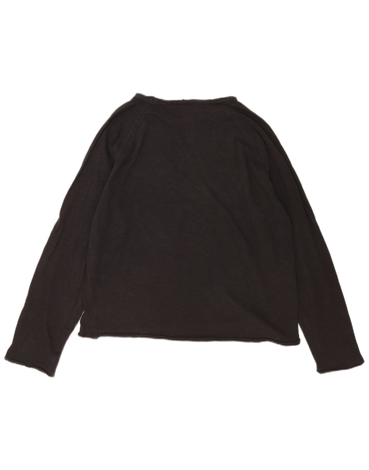 Zara Damen Übergroßes Top Langarm UK 14 Medium Schwarz Baumwolle