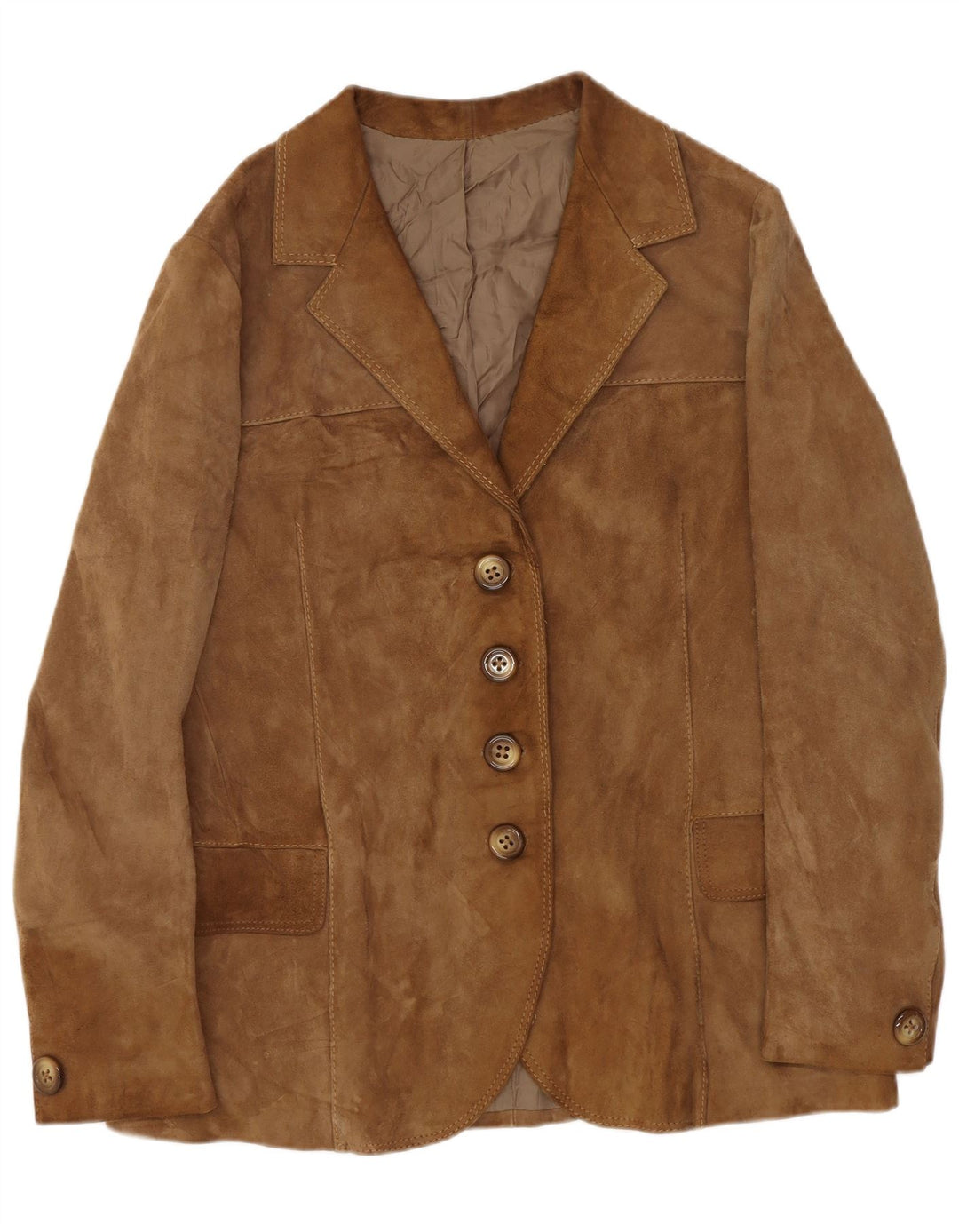 Samar Damen 4-Knopf-Wildleder-Blazerjacke UK 14 Mittelbeige