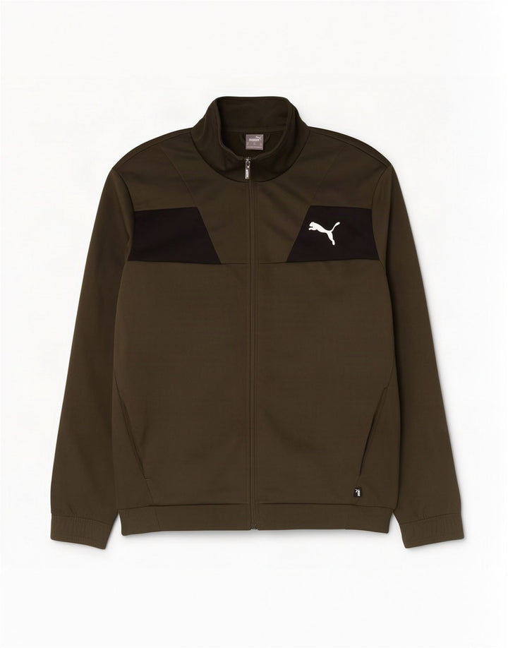 Puma Herren Trainingsanzug Top Jacke XL Khaki Colourblock Polyester