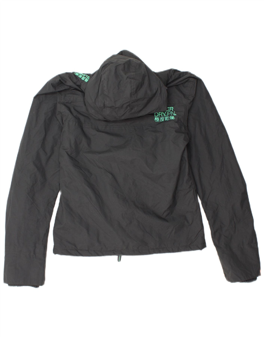 Superdry Damen-Windbreakerjacke mit grafischer Kapuze, UK 10, Größe S, graues Nylon