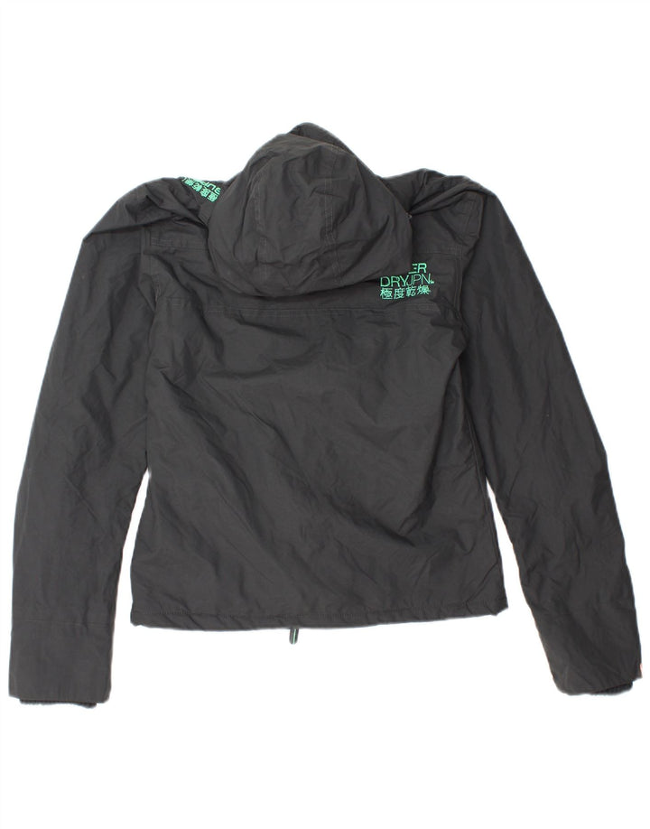 Superdry Damen-Windbreakerjacke mit grafischer Kapuze, UK 10, Größe S, graues Nylon