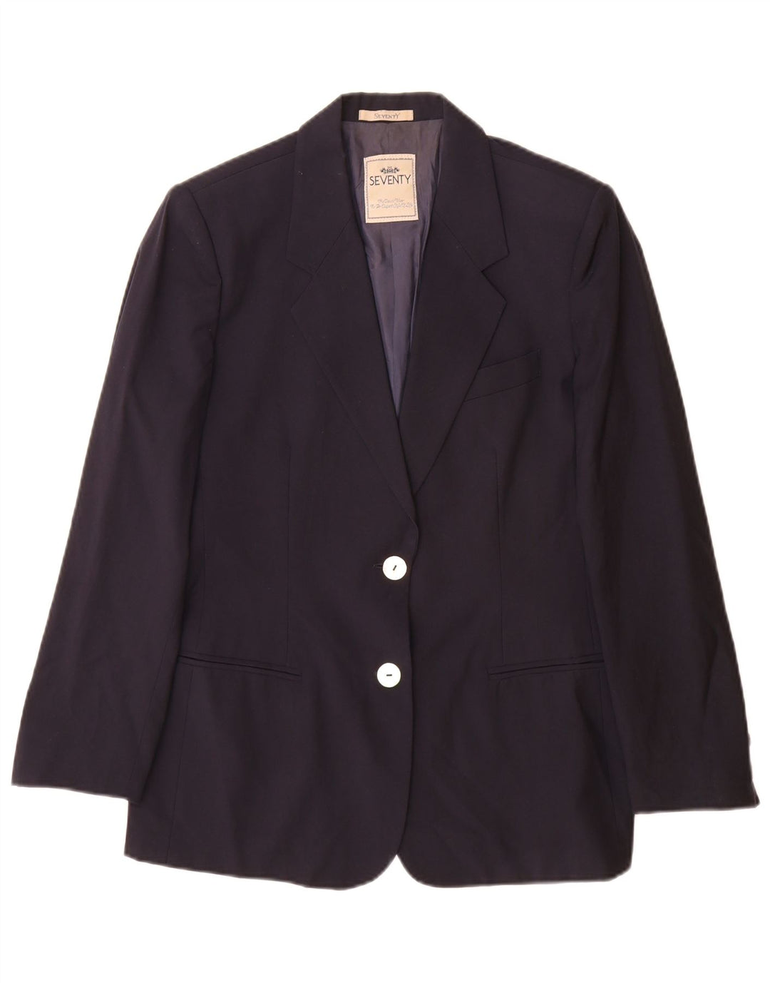 Seventy Damen-Blazer mit 2 Knöpfen, Größe IT 44, mittelmarineblaue Schurwolle