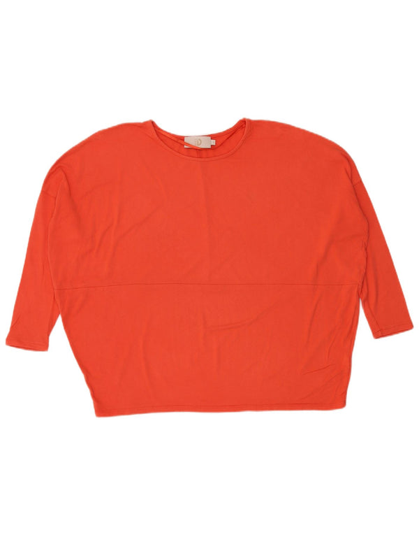 Dack's Womens Oversized Top 3/4 Sleeve UK 10 Small Orange Viscose