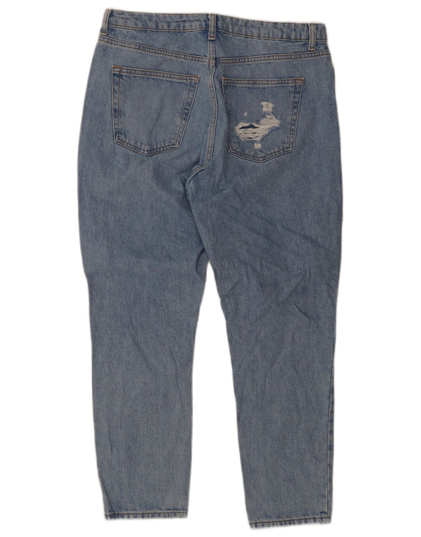 Topshop Herren Mom Distressed Tapered Jeans W34 L30 Blaue Baumwolle