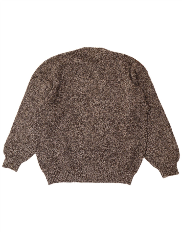 Donny & Max Herren-Pullover mit Rundhalsausschnitt, groß, graue Argyle-/Diamantwolle