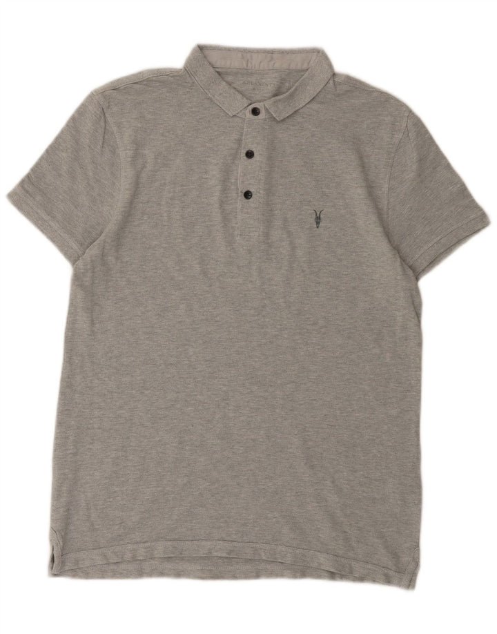 All Saints Herren-Poloshirt aus mittelgrauer Baumwolle