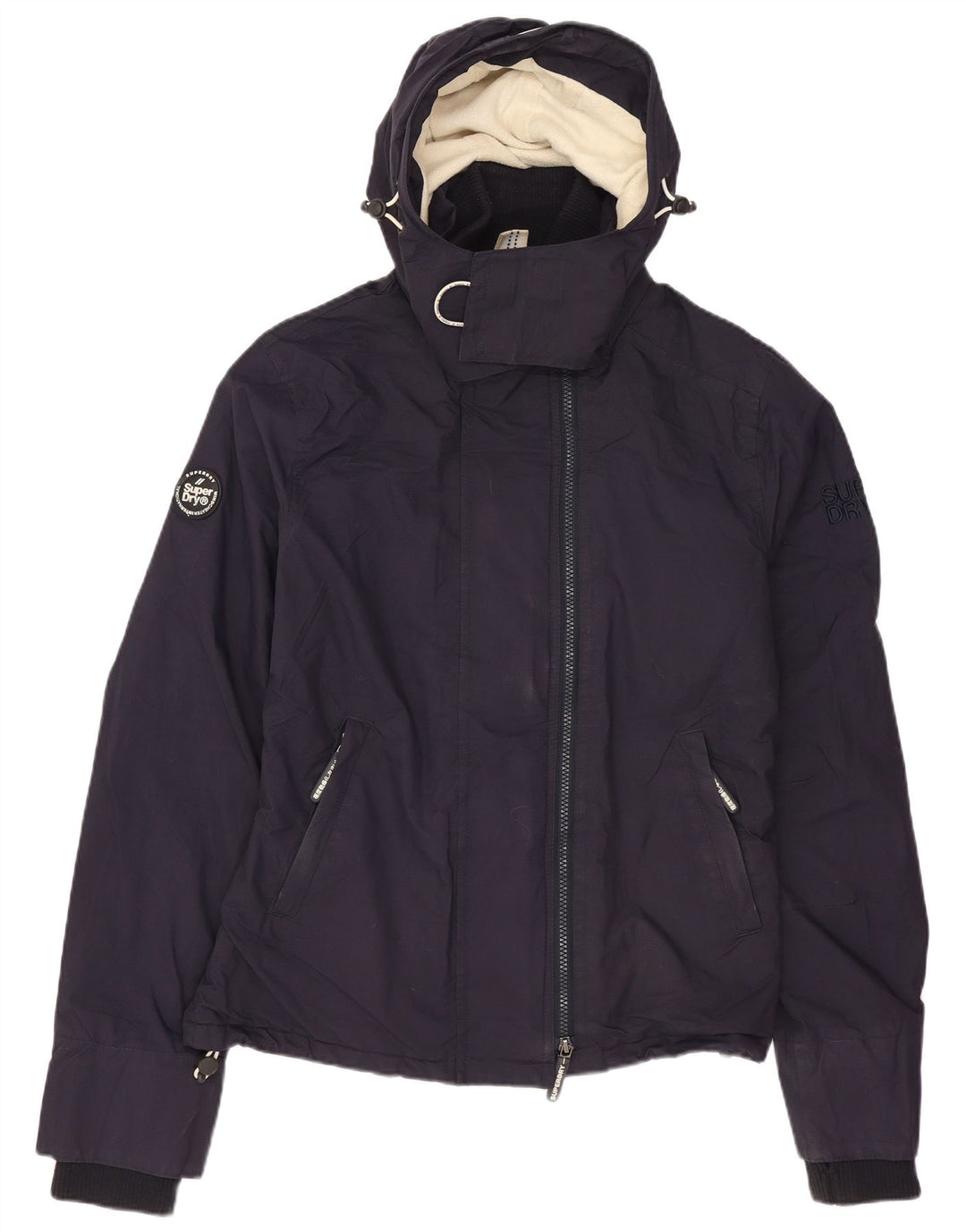 Superdry Damen-Windbreakerjacke mit Kapuze, UK 14, mittelmarineblaues Nylon